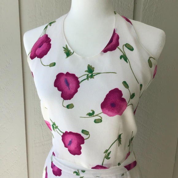 Vintage 90’s Floral Matching Halter Top and Skirt - Picture 2 of 8